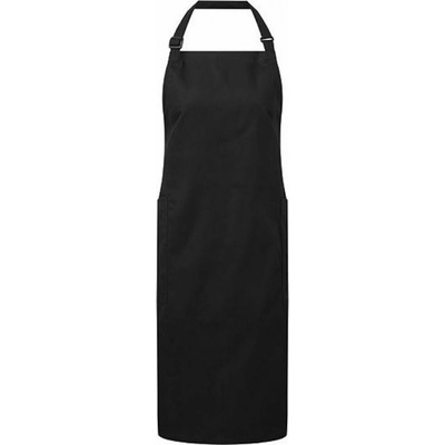 Premier Workwear Vysokogramážová fairtrade zástěra z organické bavlny 2 boční kapsy Černá 86x72cm PW120