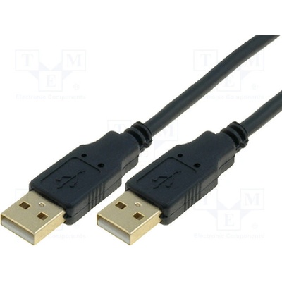 VCom CU203G-B-018-PB USB 2.0, USB A vidlice, z obou stran, zlacený, 1,8m, černý