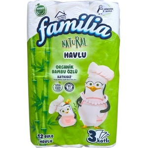  FAMILIA Natural Кухненска хартия с органичен бамбук, 12 бр. рула