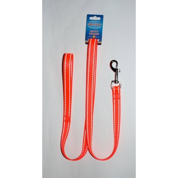 Miazoo Миазоо - Повод за кучета, оранжева лента със светлоотразителни нишки, 25мм/120см