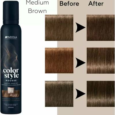 Indola Color Style Mousse semi-permanentná barva Medium Brown 200 ml