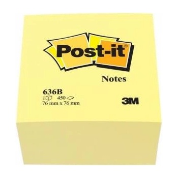 Post-it Classical adhesive blocks 636B, 76x76mm cube, 450 sheets, yellow (3M0311)