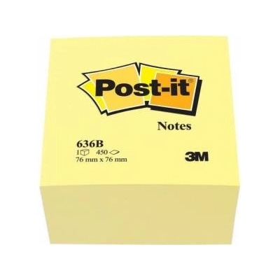 Post-it Classical adhesive blocks 636B, 76x76mm cube, 450 sheets, yellow (3M0311)