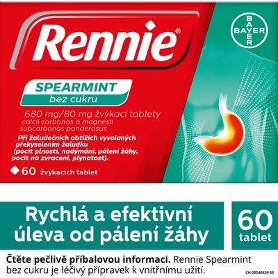 RENNIE SPEARMINT BEZ CUKRU POR 680MG/80MG TBL MND 60