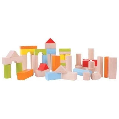 Bigjigs Toys - Дървени многоцветни блокчета - 50 части (BB067)