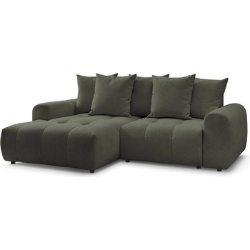 Bobochic Шенилов разтегателен ъглов диван с място за съхранение в цвят каки (ляв ъгъл) Roxelane - Bobochic Paris (108417)