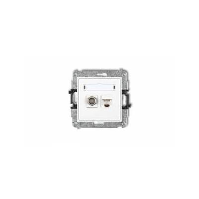 MINI Antenna socket type F (SAT) + computer sockets 1xRJ45, cat. 5e, white MGFK