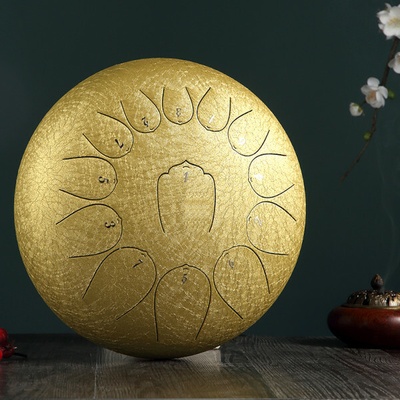 Tongue drum 12" 30cm 13 tónov C-dur Zlatý s príslušenstvom