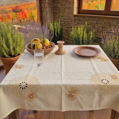 Raebel Vyšívaný obrus žltý 2305-3 žltá Polyester 85x85cm