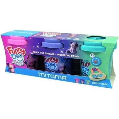FUNNY DOO sada 3 barvy se třpytkami 3x120 g růžová fialová modrá MITAMA 63850