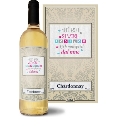 Sablio Keď Boh stvoril rodičov Chardonnay biele suché víno 12 % 0,75 l (čistá fľaša)