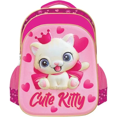S-Cool Ученическа раница S-COOL 3Д, Cute Kitty, с LED светлини, 25 л