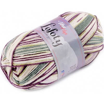 Pletací příze Lofoty samovzorovací / ponožkovka 100 g, střední, 12 (7816) hnědá