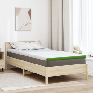 vidaXL Топер за матрак Бяло и зелено 90 x 190 cm Жакардова тъкан (4106167)