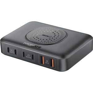 Promate Зарядна станция за 7 устройства ProMate POWERBASE-GANFast 100W, 15W Wireless charger -Черна - phoneplay - 299,91 лв