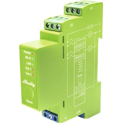 Shelly Pro Dimmer 2PM - dvoukanálový stmívací modul (LAN, WiFi, Bluetooth)