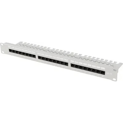 Lanberg Пач панел, Lanberg patch panel 24 port 1U 19" CAT. 6a utp with cable organizer grey (PPUA-1124-S)
