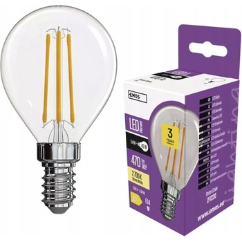 Emos LED žiarovka Filament Mini Globe 3,4 W E14 teplá biela