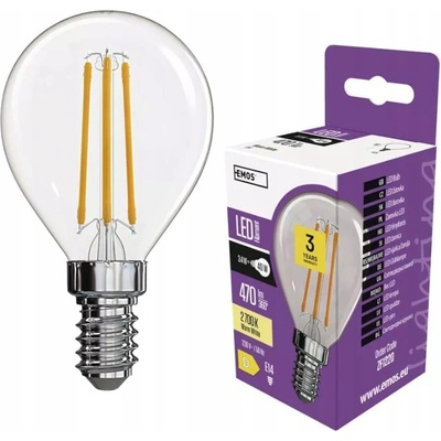 Emos LED žiarovka Filament Mini Globe 3,4 W E14 teplá biela
