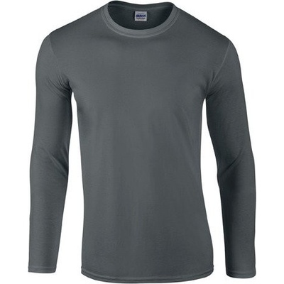 Gildan Pánské triko s dlouhým rukávem SoftStyle šedá uhlová G64400
