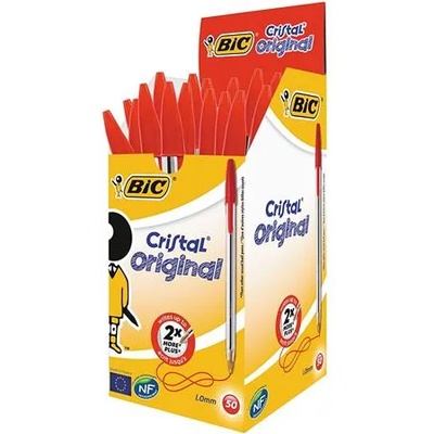 BIC Химикалка, 0, 32 мм, капачка, BIC "Cristal Original", червена 8373619 (8373619)