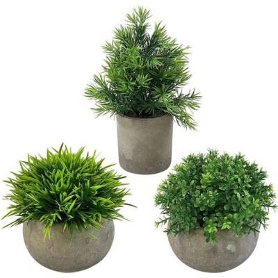 CHEVVY Sada 3 umělých rostlin v květináčích 21 cm a 12 cm