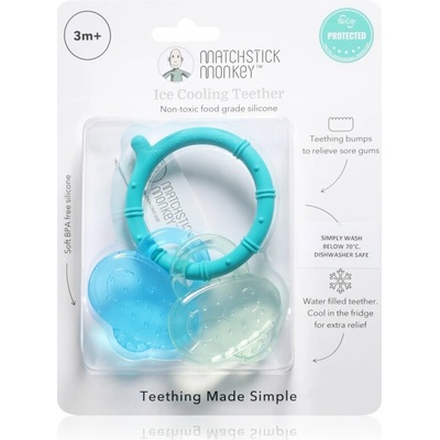 Matchstick Monkey Cooling Teether hryzadielko s chladivým účinkom Blue/ Mint 3m+ 1 ks