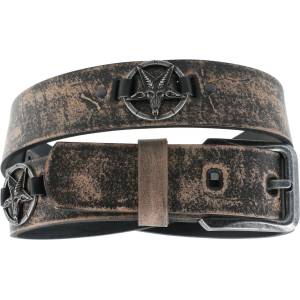 Leather & steel fashion Колан Бафомет - кафяво - lsf2 30