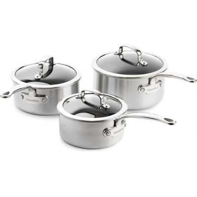 GreenPan Sada nerezových omáčnikov s pokrievkou s keramickým povrchom Premiere, 16 + 18 + 20 cm CC003822-001