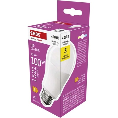 Emos Classic A60 13W E27 1521lm neutrálna biela ZQ5E63