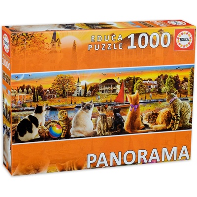 Educa Панорамен пъзел Educa от 1000 части - Котки на кея (EDU18001)
