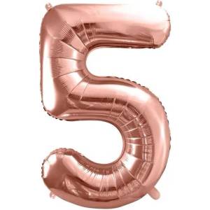 Party Deco Фолиев Балон Цифра, Розово Злато - 86см - 5 (fb1m-5-019r)