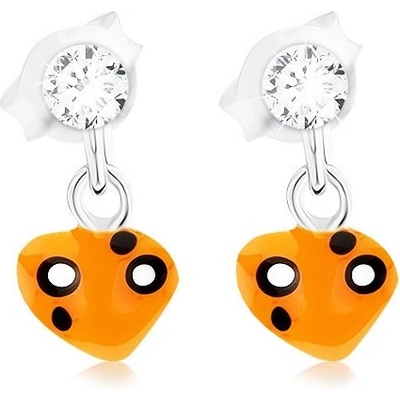 Šperky eshop s puzetovým zapínáním oranžové srdíčko krystalek PC16.32