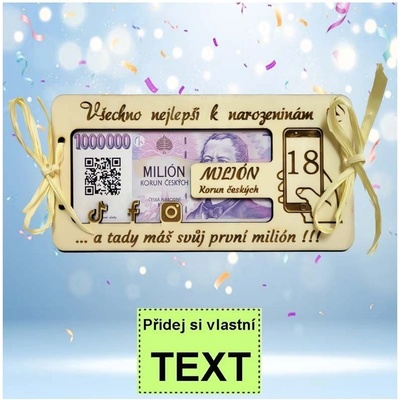 Bezvadný dárek Dřevěná obálka na peníze k výročí 18 let