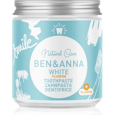Ben & Anna Natural Toothpaste White Fluoride паста за зъби в стъклен дозатор с флуорид 100ml