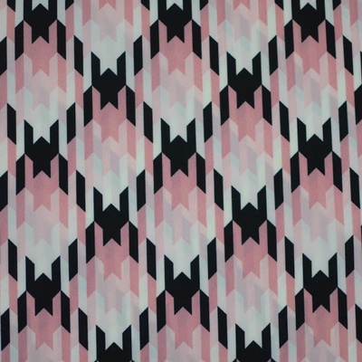 Šusťákovina N5976, růžovo-bílo-černý vzor, š.145