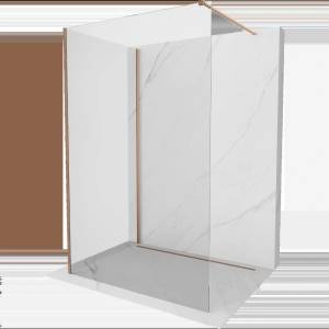 Mexen Kioto преграда за душ Walk-in 130 x 80 cm, прозрачна, четкана мед - 800-130-212-65-00-080 (800-130-212-65-00-080)