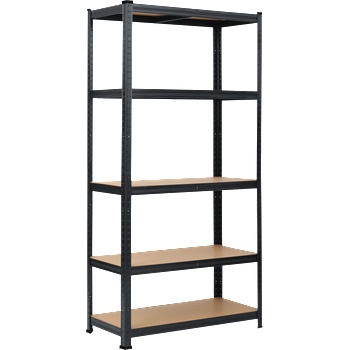 Image 1 of Home practic СТЕЛАЖ МЕТАЛЕН 180х90х40 5 РАФТА МДФ 175кг НА РАФТ ЧЕРЕН (54531bk)