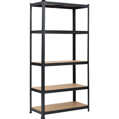 Home practic СТЕЛАЖ МЕТАЛЕН 180х90х40 5 РАФТА МДФ 175кг НА РАФТ ЧЕРЕН (54531bk)