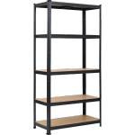 Home practic СТЕЛАЖ МЕТАЛЕН 180х90х40 5 РАФТА МДФ 175кг НА РАФТ ЧЕРЕН (54531bk)