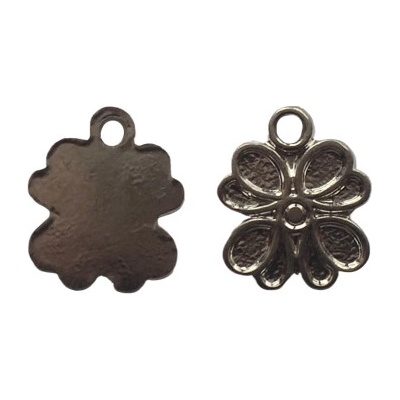 Přívěsek - čtyřlístek poplatinováno, cca 10 mm