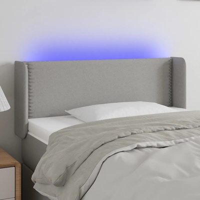 vidaXL LED горна табла за легло, светлосива, 93x16x78/88 см, плат (3123078)