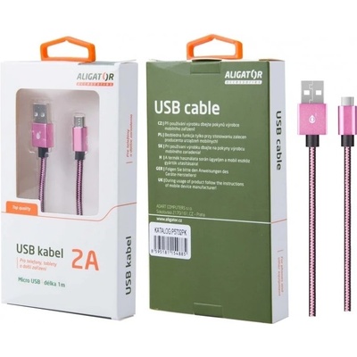 Aligator P5732 MicroUSB 2A, 1m, růžový