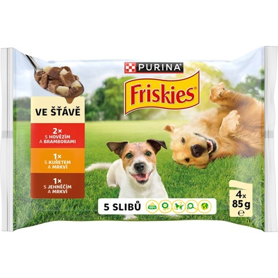 Friskies Adult hovězí kuře jehněčí ve šťávě 4 x 85 g