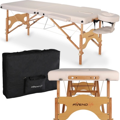 AVENO LIFE Drevený masážny stôl AURA 64 cm krémová