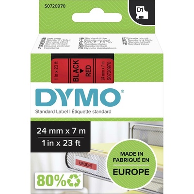 etikety DYMO D1 S0720970 Farba pásky: červená Farba písma:čierna 24 mm 7 m