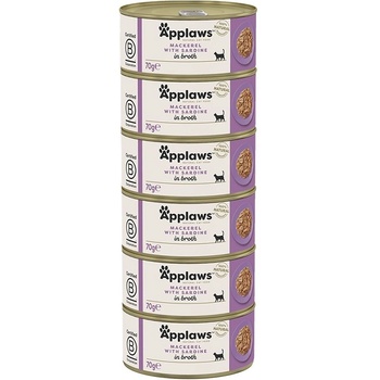 Applaws Консерва за котки с скумрия и сардина в бульон 6 x 70 г