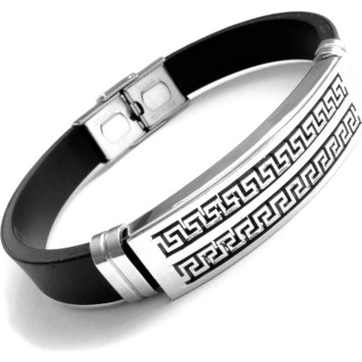 Steel Jewelry náramek s řeckým vzorem z chirurgické oceli a kaučuku NR141035