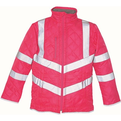Yoko reflexní prošívaná bunda HVW706 Fluorescent Pink