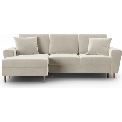 Cosmopolitan Design Бежов кадифен разтегателен ъглов диван с място за съхранение (ляв ъгъл) Kyoto - Cosmopolitan Design (COS_LCF_2_F2_KYOTO1)